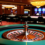 Elegant Roulette Table**

"A beautifully designed roulette table in a luxurious casino setting. Chips are neatly stacked, the wheel is spinning, and soft lighting creates a sophisticated atmosphere. Professional quality, perfect focus, safe for work, appropriate content, fully clothed patrons in the background, modest attire, gambling responsibly."

**
