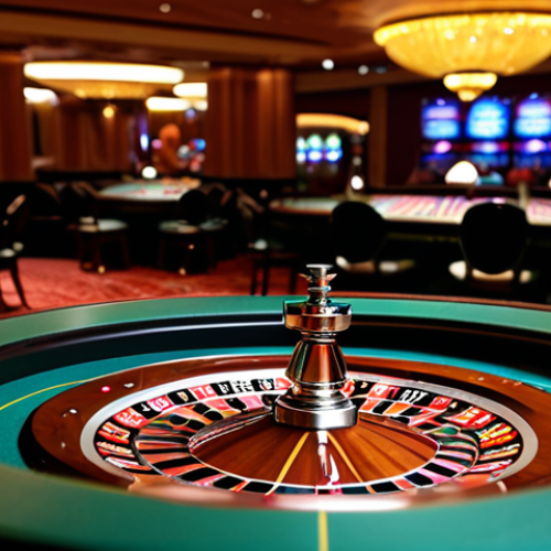 Home 4 Elegant Roulette Table**
"A beautifully designed roulette table in a luxurious casino setting. Chips are neatly stacked, the wheel is spinning, and soft lighting creates a sophisticated atmosphere. Professional quality, perfect focus, safe for work, appropriate content, fully clothed patrons in the background, modest attire, gambling responsibly."
**