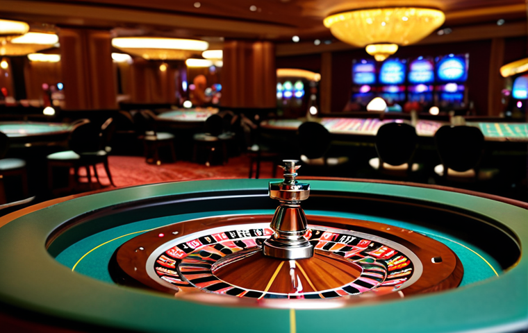 Elegant Roulette Table**
"A beautifully designed roulette table in a luxurious casino setting. Chips are neatly stacked, the wheel is spinning, and soft lighting creates a sophisticated atmosphere. Professional quality, perfect focus, safe for work, appropriate content, fully clothed patrons in the background, modest attire, gambling responsibly."
**